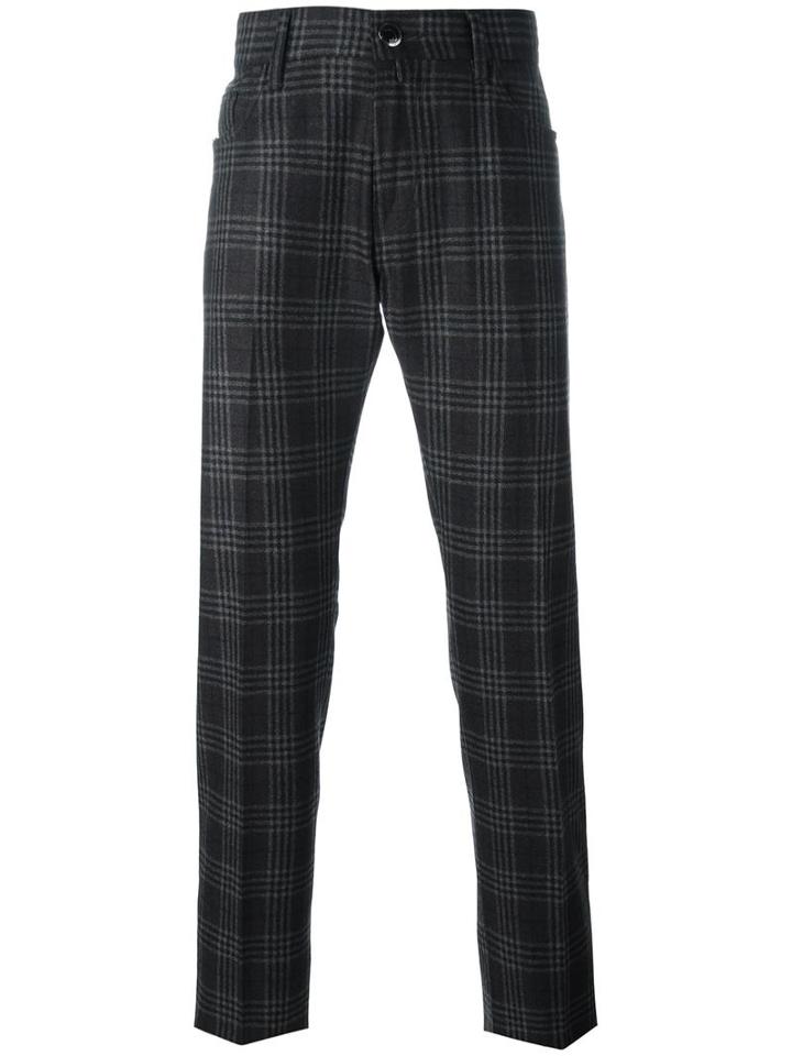 Jacob Cohen Checked Tailored Trousers, Men's, Size: 34, Brown, Wool