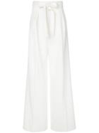 Paule Ka High Waist Woven Trousers - White