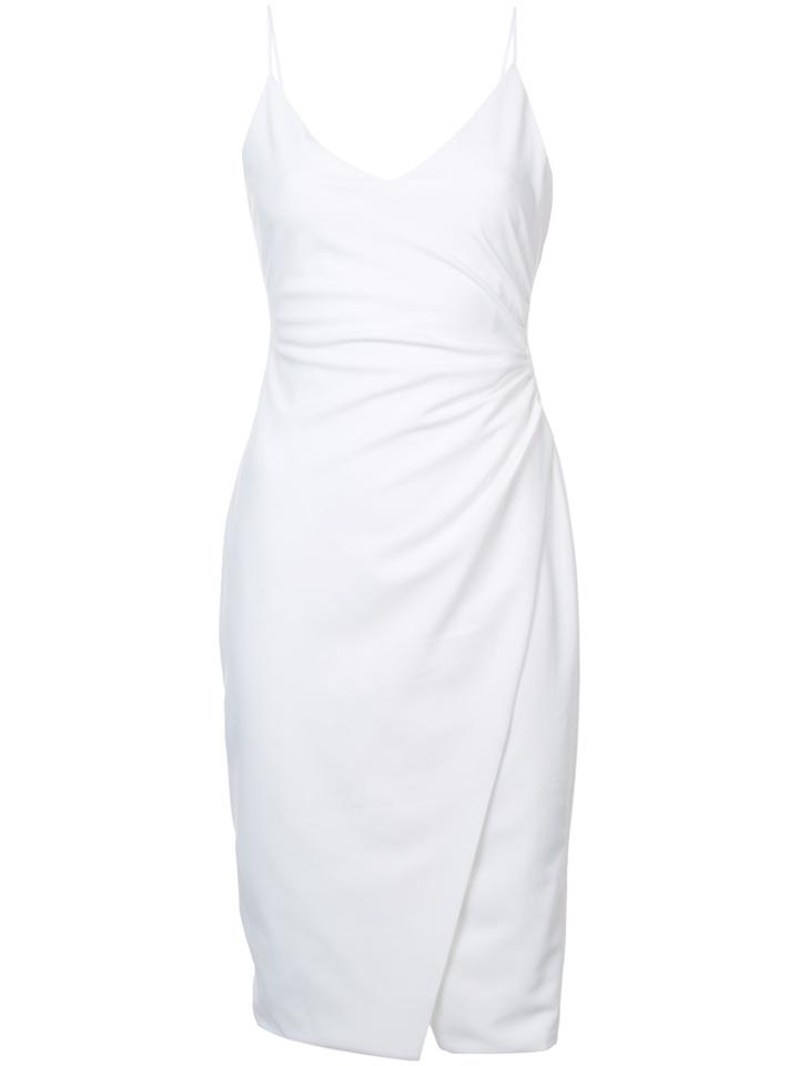 Black Halo Ruched Midi Dress - White