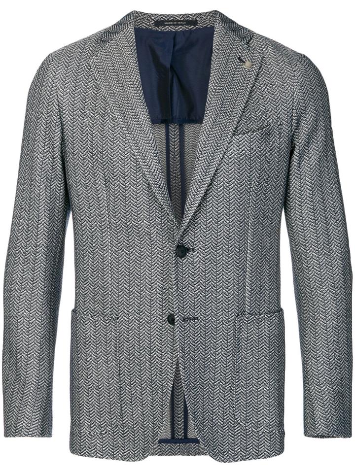Tagliatore Patterned Single Breasted Blazer - Blue