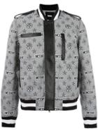Ktz Monogram Print Bomber Jacket, Men's, Size: Small, Black, Polyester
