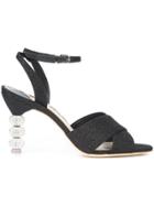 Sophia Webster Glitter Heel Sandals - Black