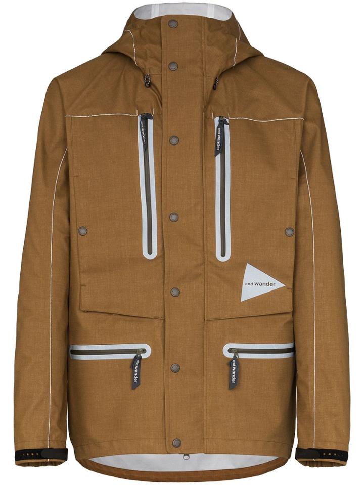 And Wander 3 Layer Hooded Jacket - Brown