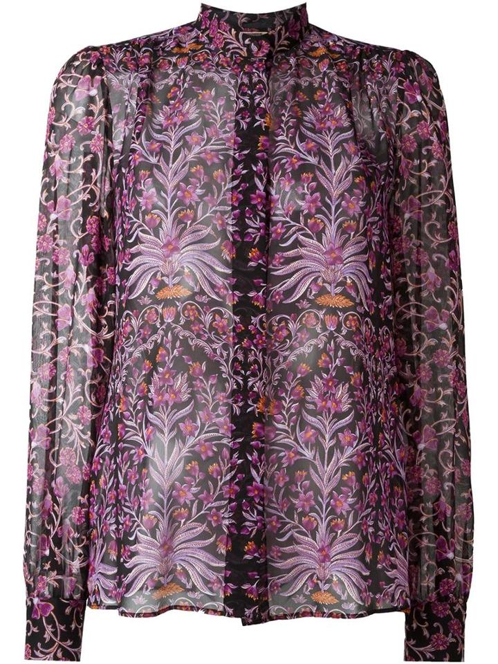 Giambattista Valli Semi Sheer Floral Shirt, Women's, Size: 42, Nude/neutrals, Silk
