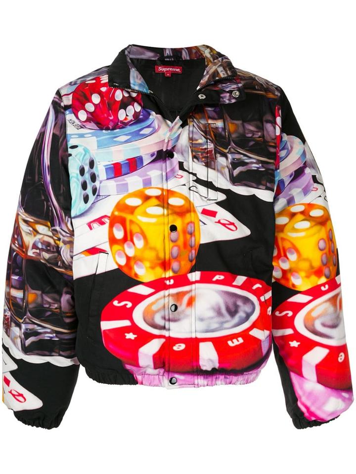 Supreme Casino Print Puffer Jacket - Black