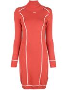 Off-white Logo Turtleneck Fitted Dress - Red