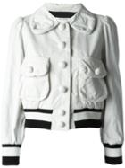 Marc Jacobs Corduroy Bomber Jacket, Women's, Size: 4, White, Silk/cotton/wool