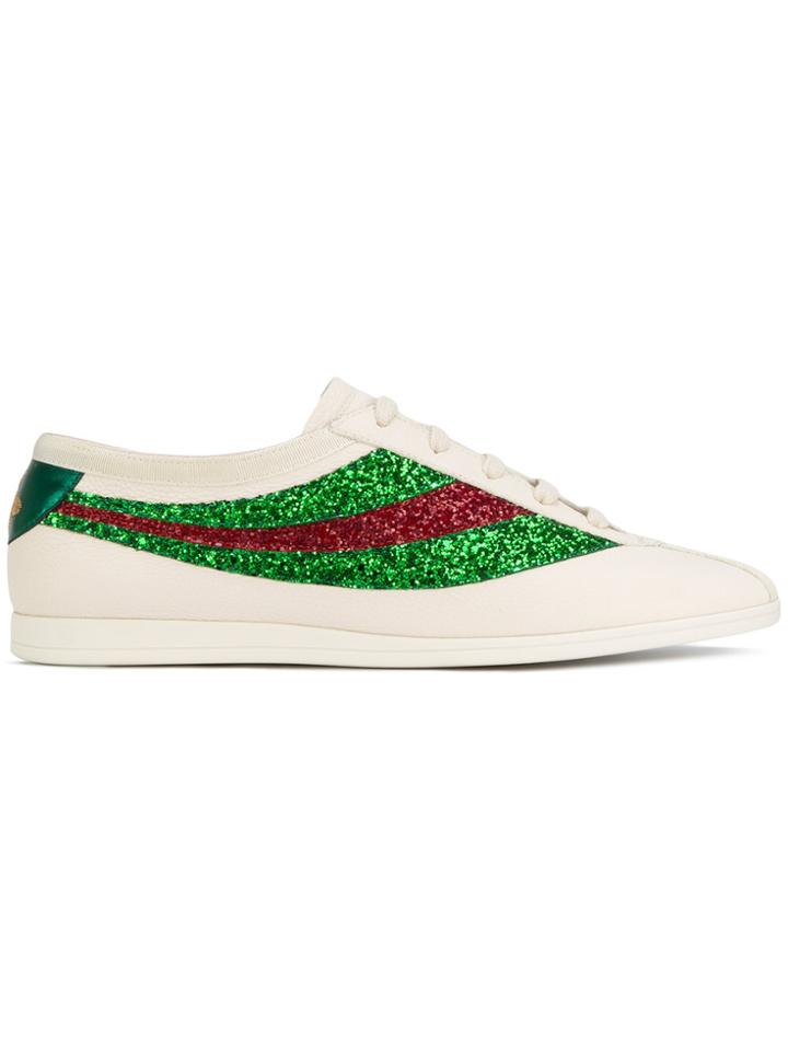 Gucci Falacer Sneakers With Sequinned Web - White