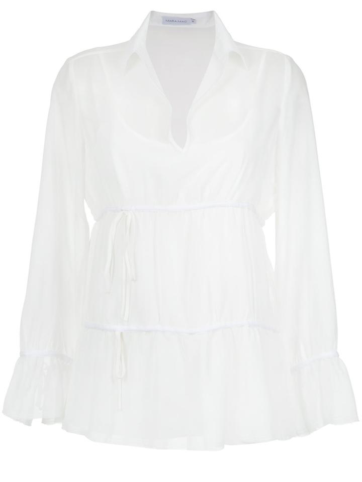 Mara Mac Sheer Ruffle Blouse - White