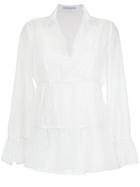 Mara Mac Sheer Ruffle Blouse - White