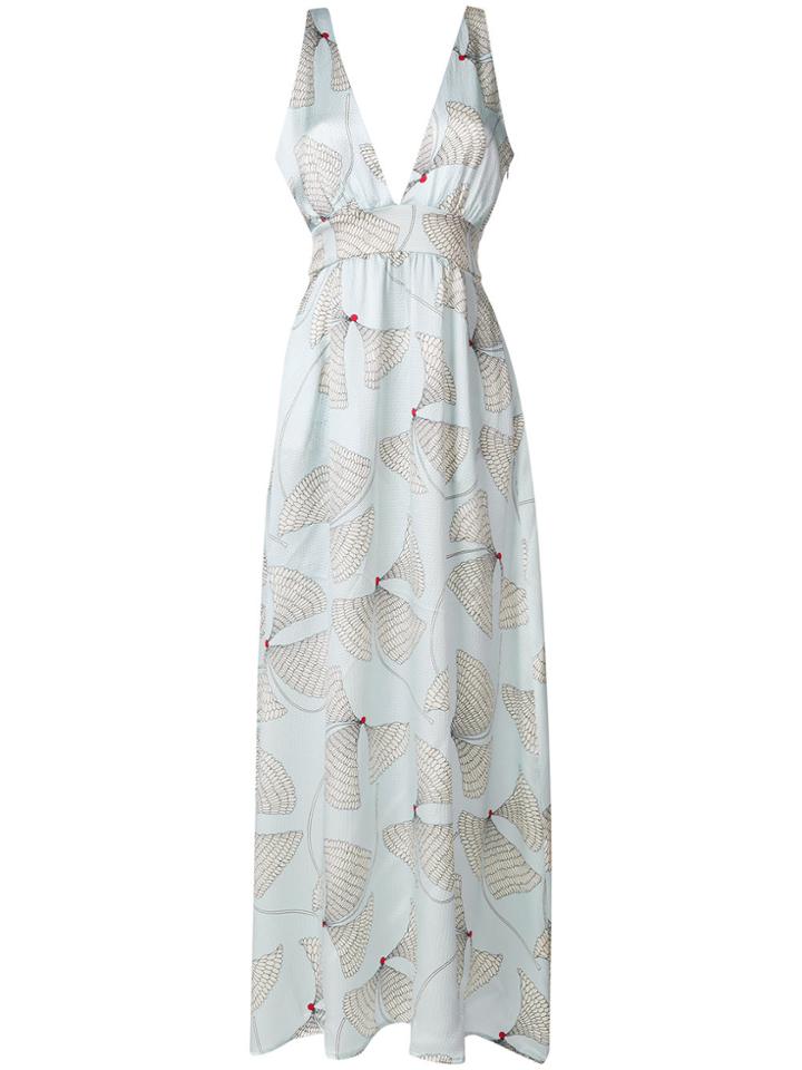 L'autre Chose Plunge Neck Gown - Blue
