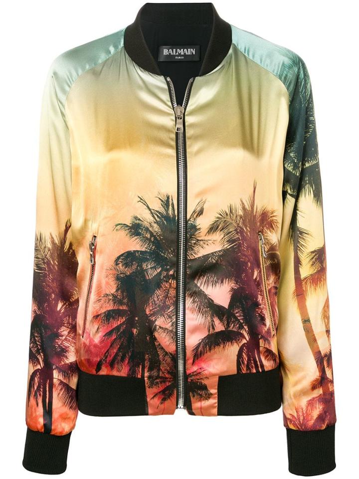 Balmain Sunset Print Bomber Jacket - Yellow