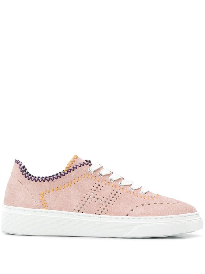 Hogan Perforated Logo Sneakers - Pink