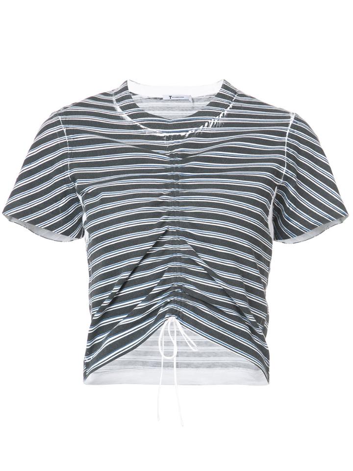 T By Alexander Wang Ruched Striped T-shirt - Grey