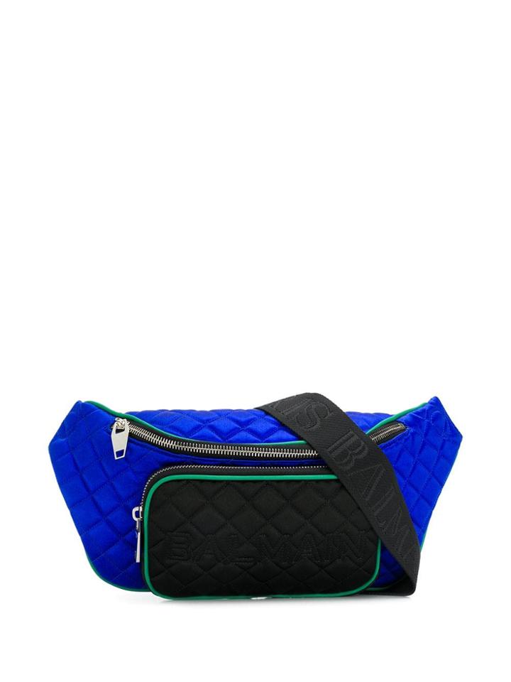 Balmain Quilted Belt Bag - Blue