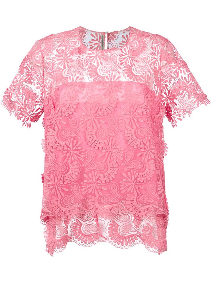 Ermanno Scervino - Double-layer Blouse - Women - Cotton/polyester - 44, Women's, Pink/purple, Cotton/polyester