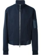 Juun.j Zip Roll Collar Jacket, Men's, Size: 48, Blue, Sheep Skin/shearling/polyester/wool