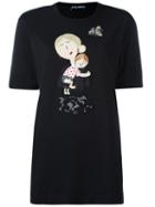 Dolce & Gabbana Family Patch T-shirt, Women's, Size: 42, Black, Cotton/silk/brass/polyester