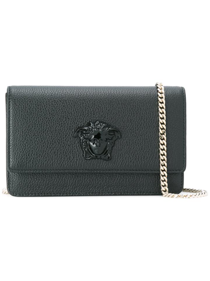 Versace Medusa Foldover Shoulder Bag - Black