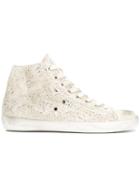 Leather Crown Embroidered Hi-top Sneakers - Nude & Neutrals