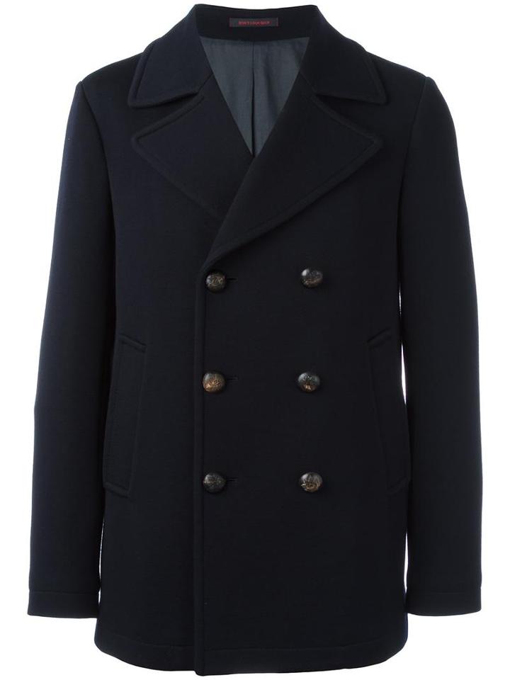 The Gigi Double Breasted Coat, Men's, Size: 48, Blue, Virgin Wool/polyester/cotton/acetate