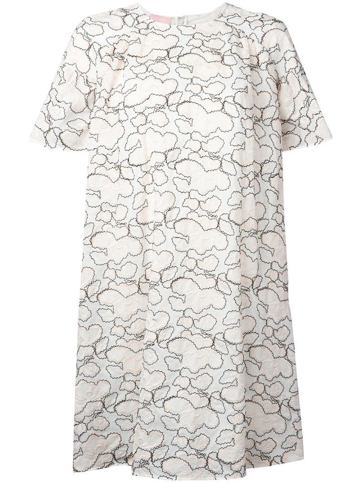Giamba - Abstract Embroidery T-shirt Dress - Women - Cotton/polyester - 40, Women's, Nude/neutrals, Cotton/polyester