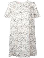Giamba - Abstract Embroidery T-shirt Dress - Women - Cotton/polyester - 40, Women's, Nude/neutrals, Cotton/polyester