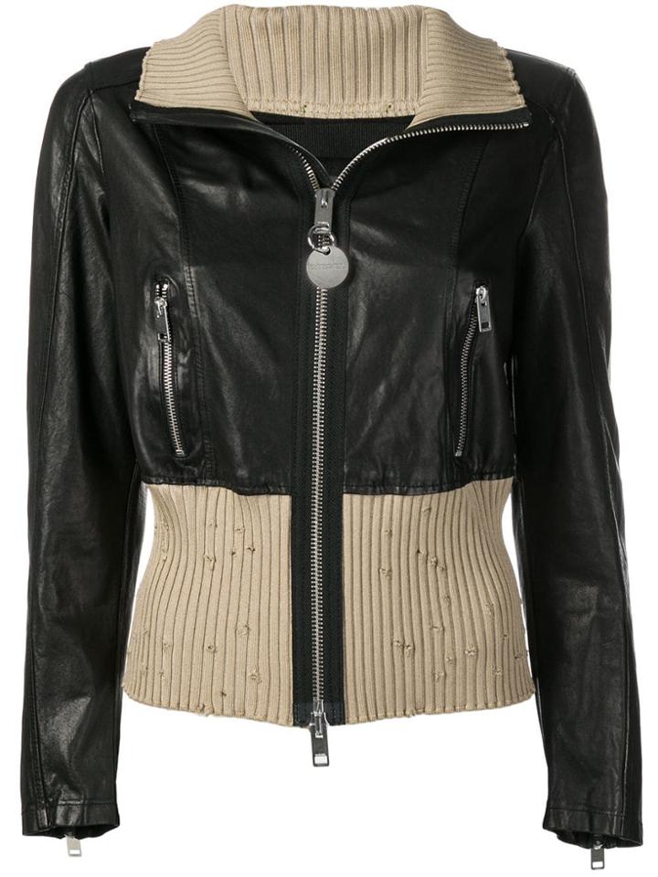 Diesel Zipped Up Leather Jacket - Black