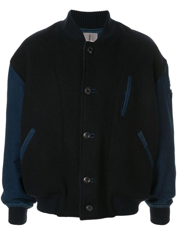 Issey Miyake Pre-owned 1980's Contrasting Sleeves Bomber - Blue