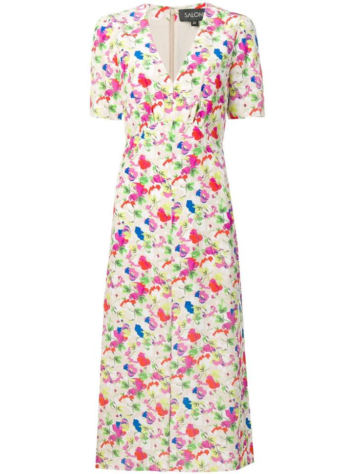 Saloni Fawn Poppies Midi Dress - Neutrals