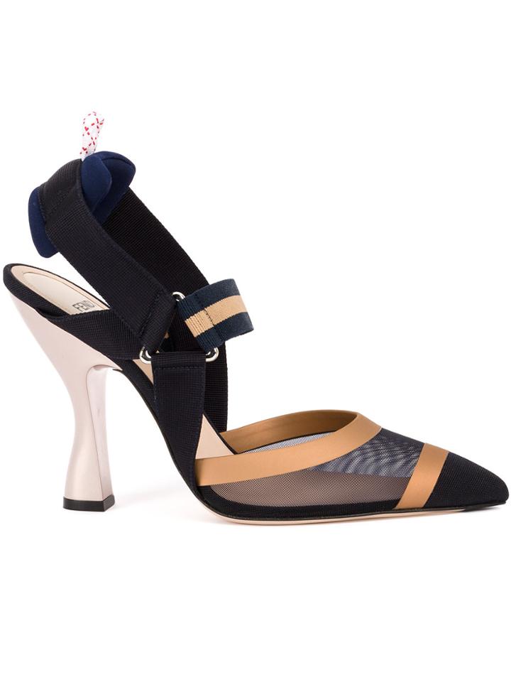 Fendi Mesh Sling-back Pumps - Black