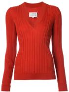 Maison Margiela Ribbed Fitted Sweater - Red