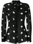 Boutique Moschino - Sheer Dots Print Shirt - Women - Polyester/acetate/viscose - 44, Black, Polyester/acetate/viscose