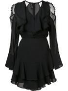 Yigal Azrouel Ruffle Front Dress, Women's, Size: 6, Black, Silk