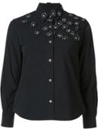 Jimi Roos Floral Embroidered Detail Shirt, Women's, Size: Medium, Black, Cotton
