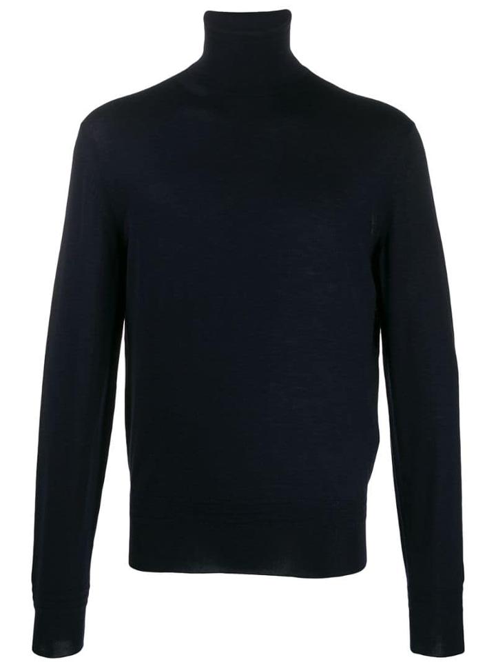 Tom Ford Roll Neck Fine Knit Jumper - Blue