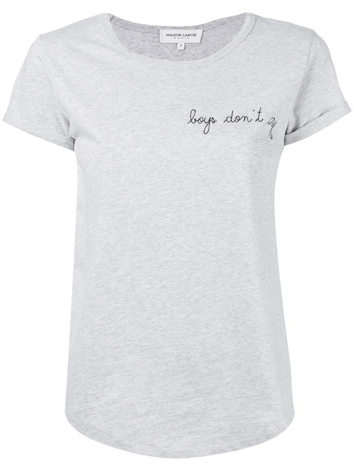 Maison Labiche - Embroidered Slogan T-shirt - Women - Cotton - S, Women's, Grey, Cotton