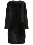 Yves Salomon Oversized Panelled Fur Coat - Black