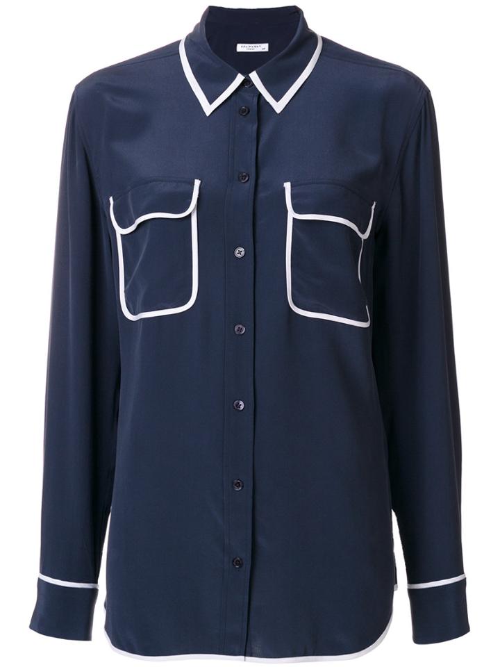 Equipment Contrast Pocket Blouse - Blue