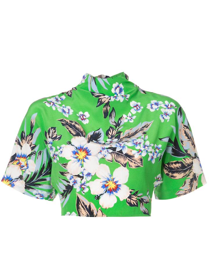 Dvf Diane Von Furstenberg Floral Cropped Top - Green