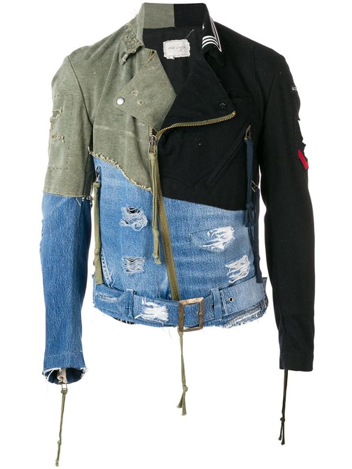 Greg Lauren Patchwork Denim Jacket - Green