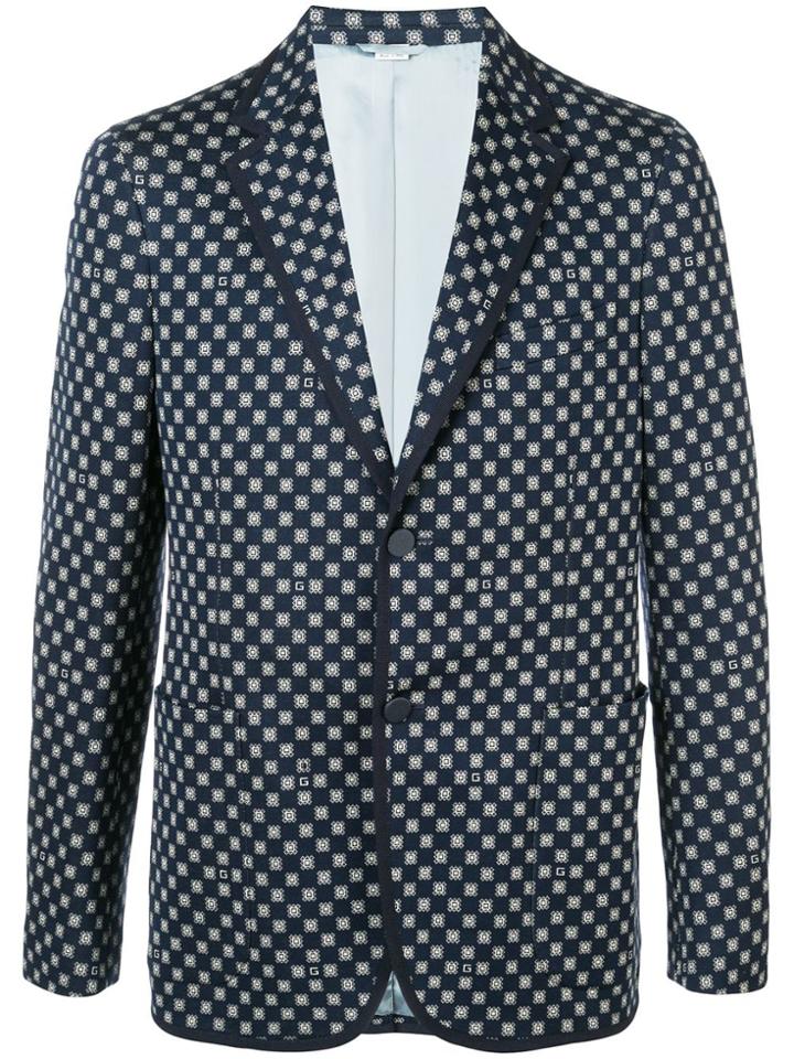 Gucci Check Print Blazer Jacket - Blue