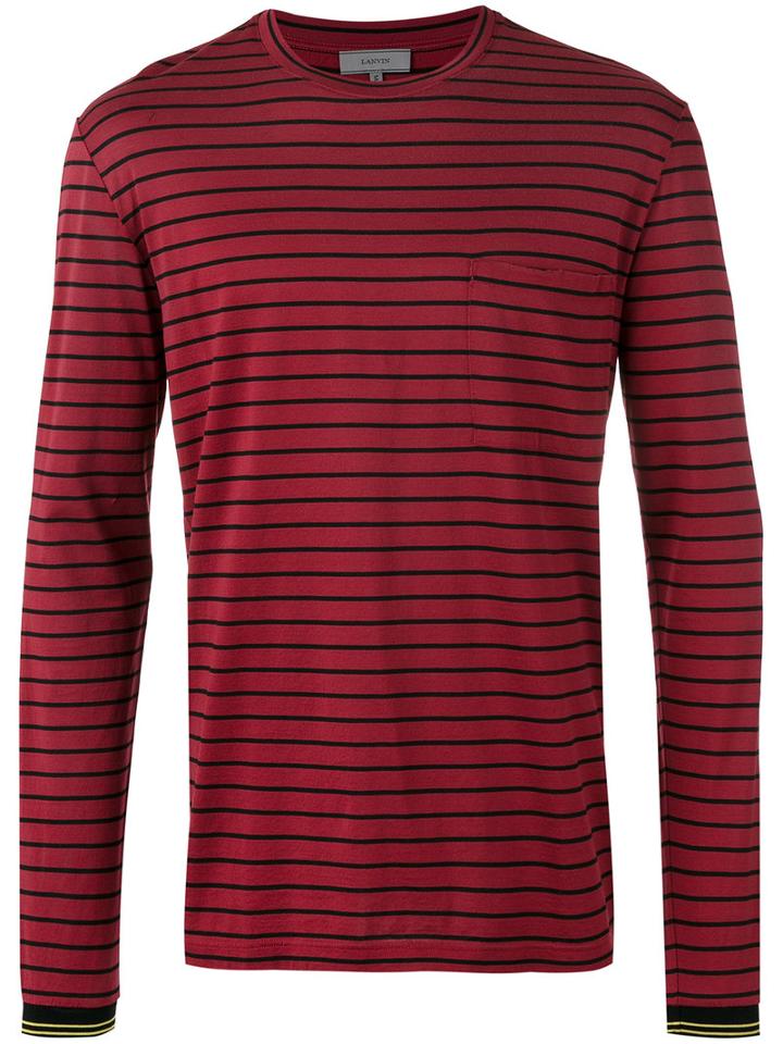 Lanvin Long Sleeve Breton T-shirt, Men's, Size: Medium, Red, Cotton
