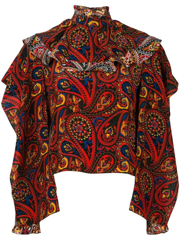 Jw Anderson Paisley-print Ruffled Blouse - Red