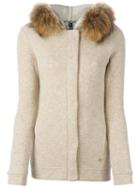 Woolrich Raccoon Fur Trim Cardigan, Women's, Size: Xl, Nude/neutrals, Cotton/polyamide/polyester/racoon Fur