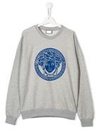 Young Versace Teen Logo Print Sweatshirt - Grey