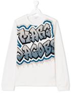 Little Marc Jacobs Teen Graffiti Logo Top - White