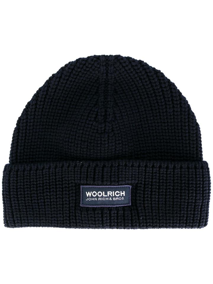 Woolrich Classic Knitted Beanie Hat - Blue