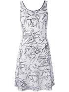 Kenzo Sketch Face Dress, Women's, Size: Small, Grey, Cotton/viscose