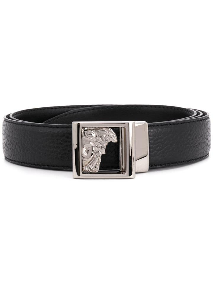 Versace Collection Half Medusa Logo Belt - Black